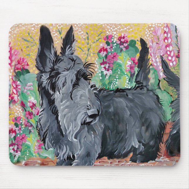 Garden Scottish Terriers Mouse Pad (Front)