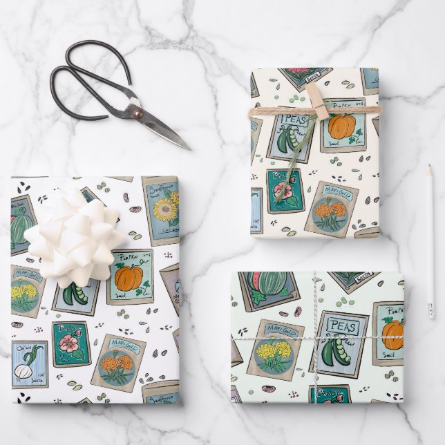 Garden Seed Packs Paper Set of 3 (Front)
