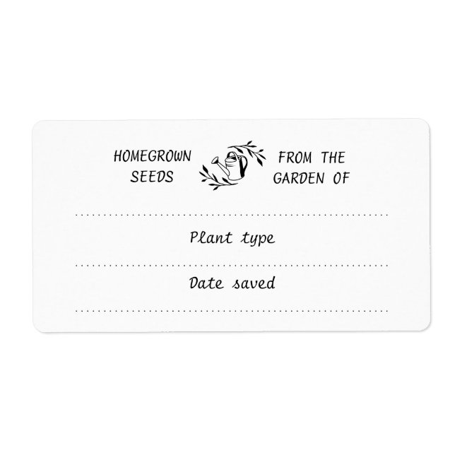 Garden Seed Saver Packet Plant Type Label (Front)
