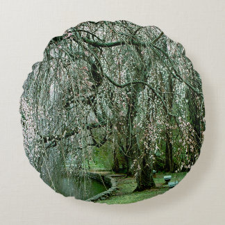 Garden Serenity in Pastels Round Pillow