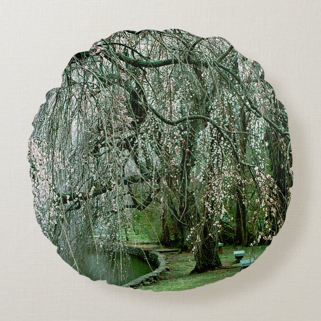 Garden Serenity in Pastels Round Pillow (Front)