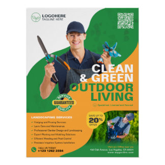 Garden Services, Landscaping Glossy Poster