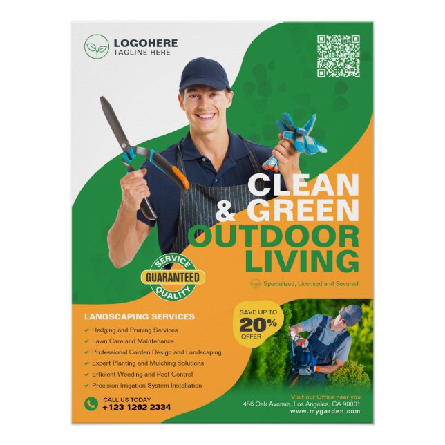 Garden Services, Paysage Affiche lustrée (Devant)