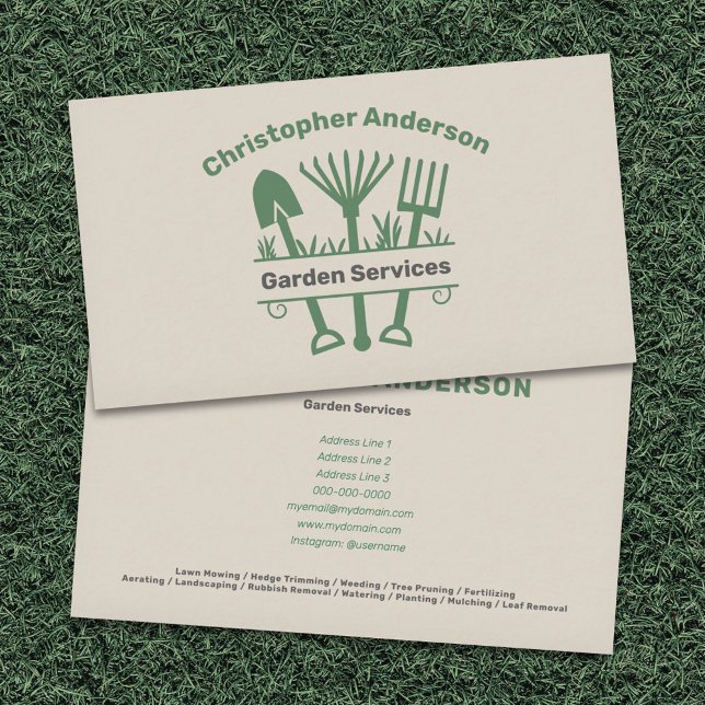 Garden Services - Tools Monogram Business Card (Garden Services - Tools Monogram Business Card)