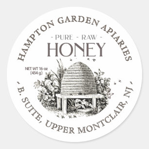 Garden Skep with little bees Honey Jar Label