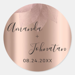 Garden Skinny Simply Name Date Black Classic Pink  Round Sticker
