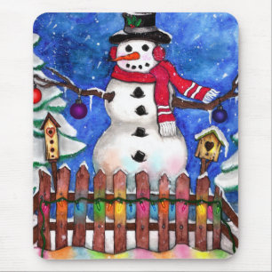 Garden Snowman Mouse Pad