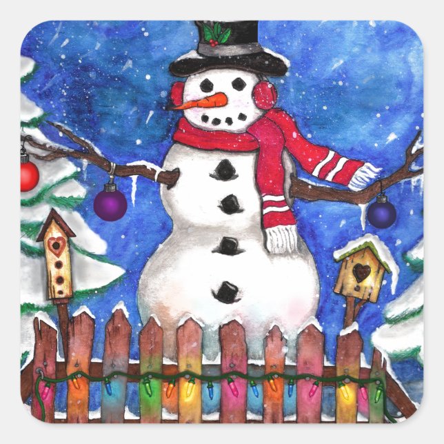 Garden Snowman Square Sticker (Front)