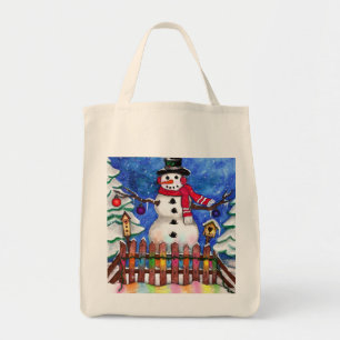 Garden Snowman Tote Bag
