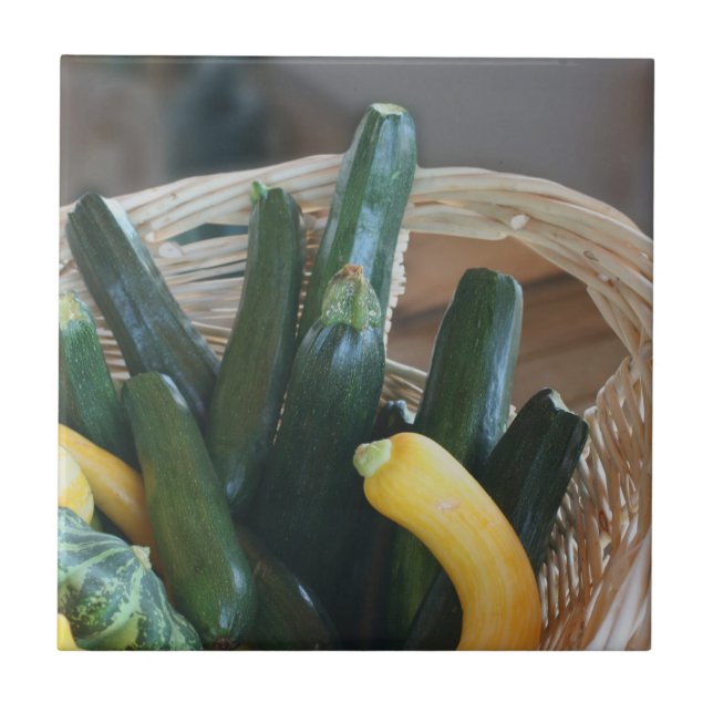 Garden Squash In Basket Nature Tile (Front)