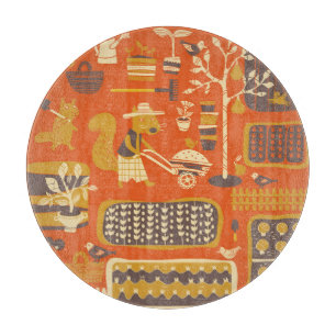 Garden Squirrels: Whimsical Animal Scene Cutting Board