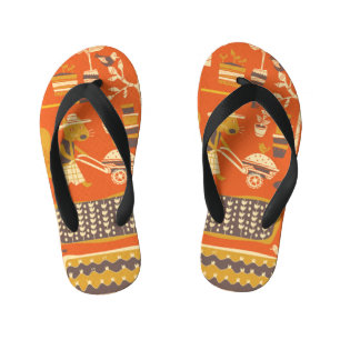 Garden Squirrels: Whimsical Animal Scene Kid's Flip Flops