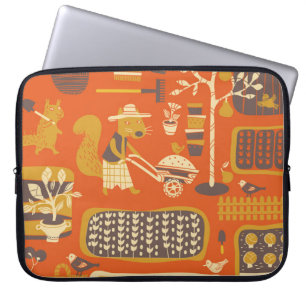 Garden Squirrels: Whimsical Animal Scene Laptop Sleeve