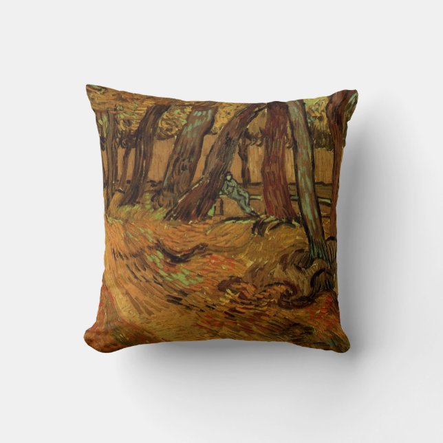 Garden St Paul Hospital Figure by Vincent van Gogh Throw Pillow (Front)