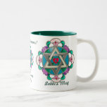 Garden Star (Personalized Mug) Two-Tone Coffee Mug<br><div class="desc">This wonderful ceramic mug makes a wonderful gift that can be inscribed with the recipient's name on each side and your message in the centre. Adorned with Leslie Sigal Javorek's original digital painting of an Art Nouveau-ish mandala with a heart inside a Star of David that's surrounded by highly stylized...</div>