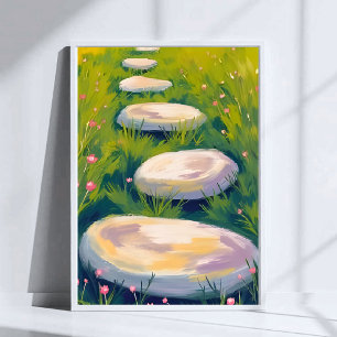 Garden Stepping Stones Watercolor Painting Poster