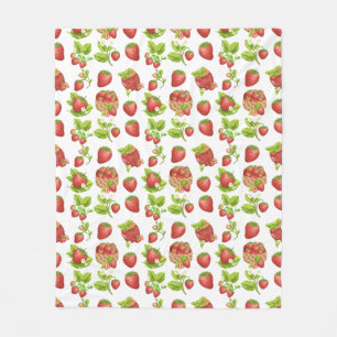 Garden Strawberries and Strawberry Jam Fleece Blanket