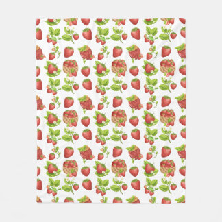 Garden Strawberries and Strawberry Jam Fleece Blanket