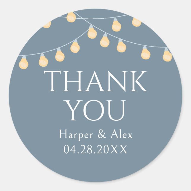 Garden String Lights Thank You Classic Round Sticker (Front)