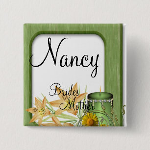 Garden Stylish Classy Brides Mother Wedding 2 Inch Square Button