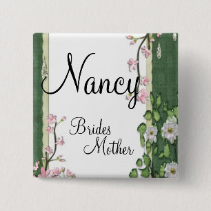 Garden Stylish Classy Brides Mother Wedding 2 Inch Square Button
