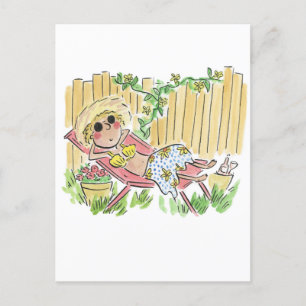 Garden Sunbathing Postcard