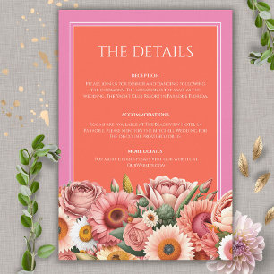 Garden Sunrise Pink Orange Modern Floral Wedding Enclosure Card