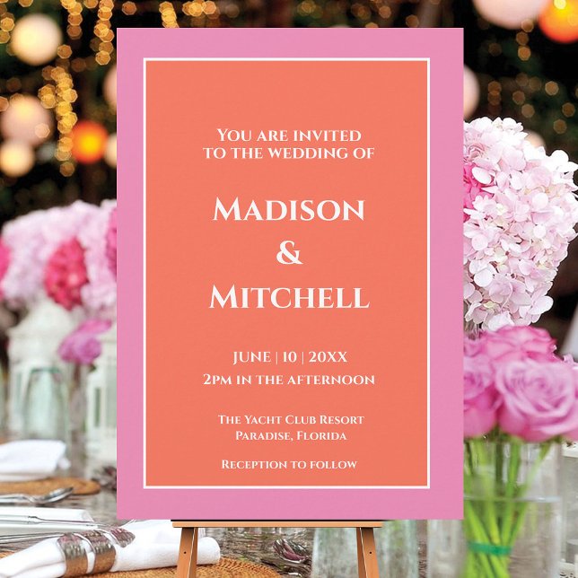 Garden Sunrise Pink Orange Watercolor Wedding Invitation (Creator Uploaded)