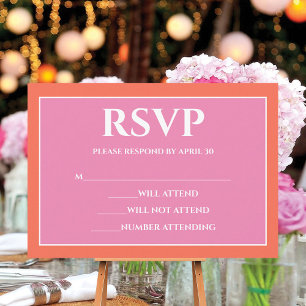 Garden Sunrise Pink Orange Watercolor Wedding RSVP Card