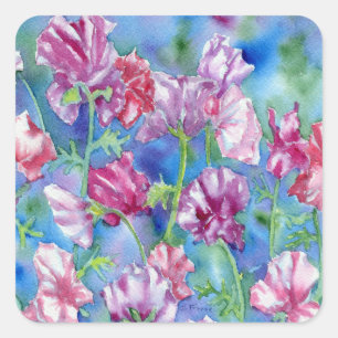 "Garden Sweet Peas" Square Stickers