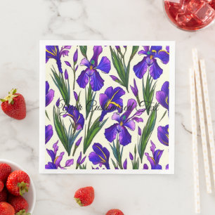 Garden Symphony: Iris Floral Pattern Napkin