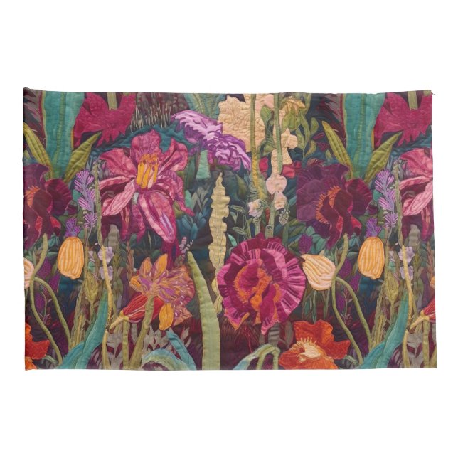 Garden Tapestry: Vibrant Floral Pillow Sham (Back-Right)