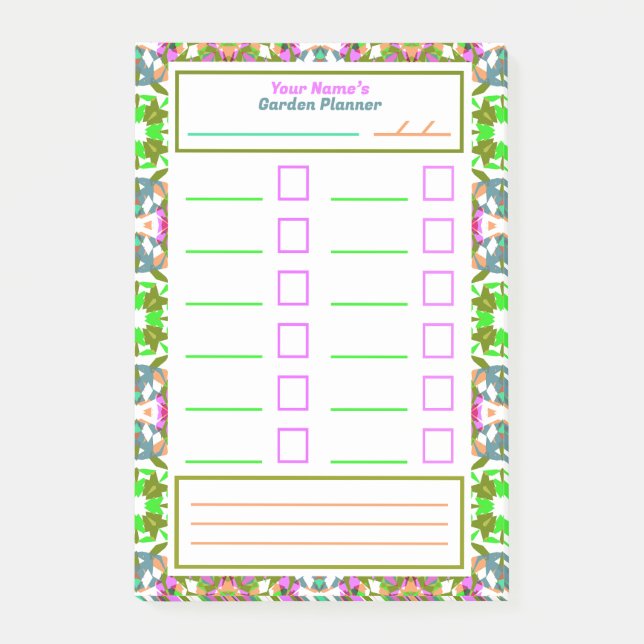 Garden Task Reminder Planner Tracker To Do List Post-it Notes (Front)
