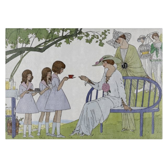 Garden tea party cutting board (Front)