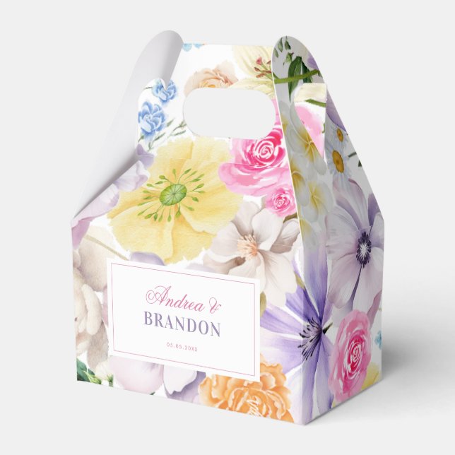 Garden Tea Party Floral Aesthetic Names Wedding Favor Box (Front Side)