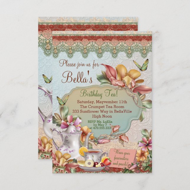 Garden Tea Party Invitation (Front/Back)