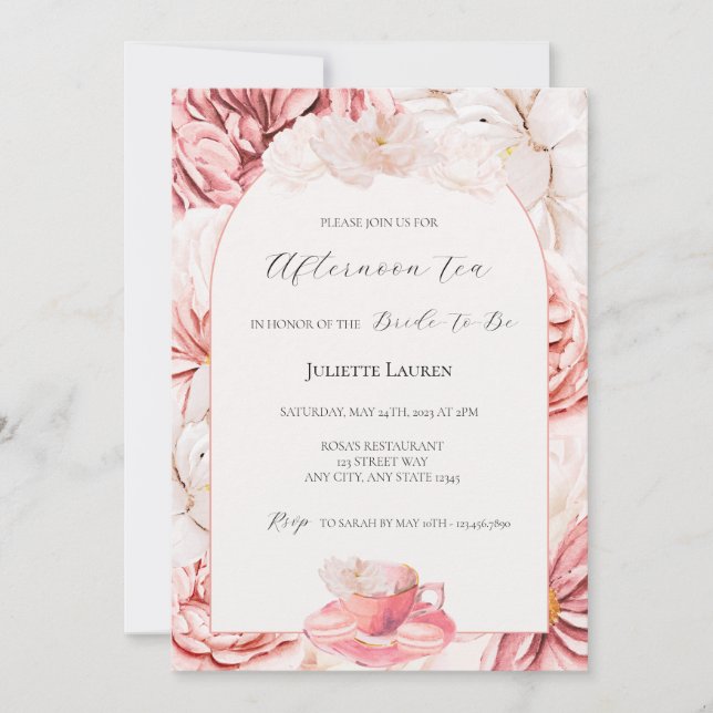 Garden Tea Party Invitation de la douche nuptiale (Devant)