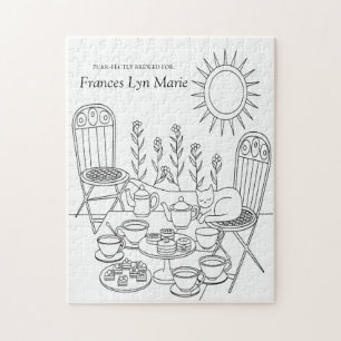 Garden Tea Party & Sleeping Cat Jigsaw Puzzle