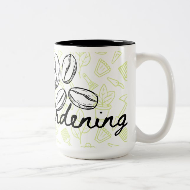Garden theme coffee mug garden tools             (Right)