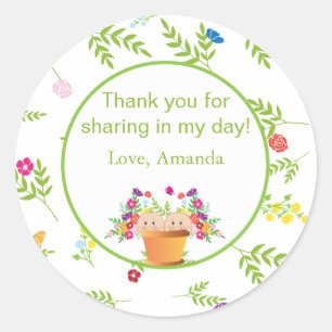 Garden Theme Favour Sticker     Twins