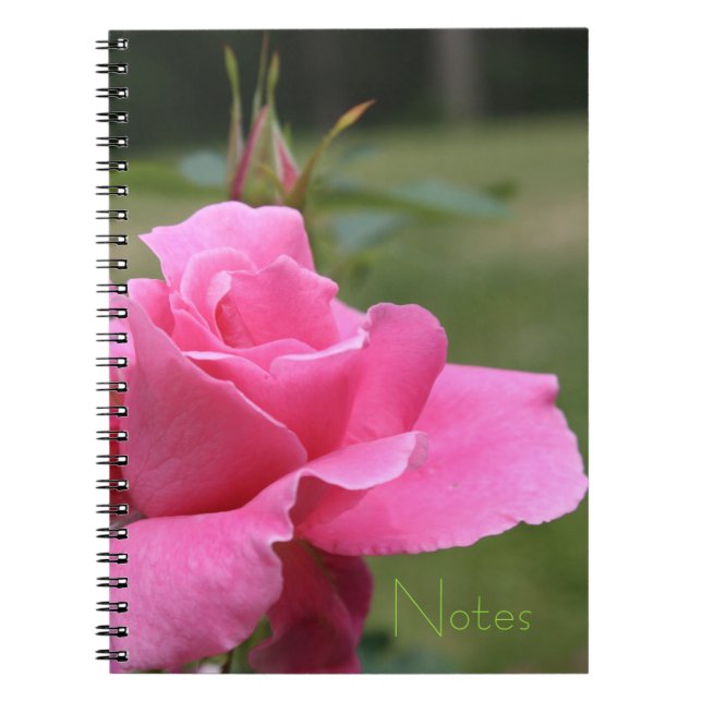 Garden themed girly pink rose notebook (Front)