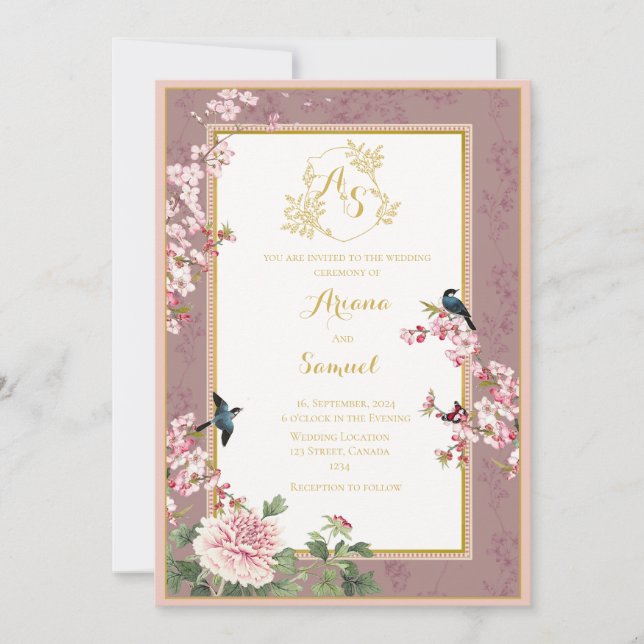 Garden themed Royal Wedding Invitation Card (Front)