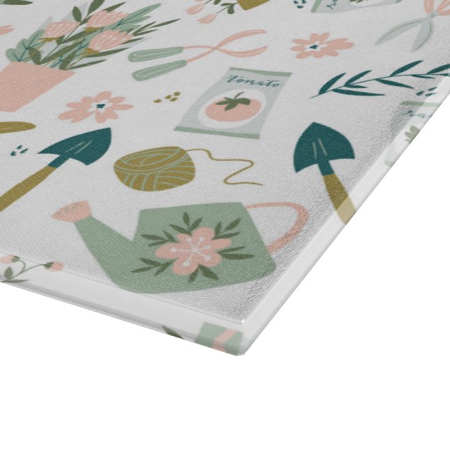 Garden Time Glass Cutting Board (Corner)