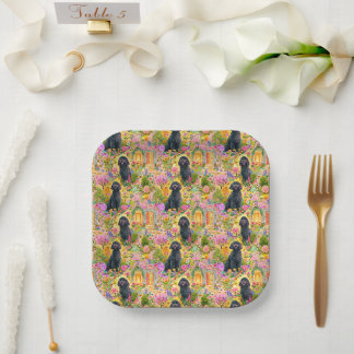Garden Toile de Jouy Paper Plates - Goldendoodle