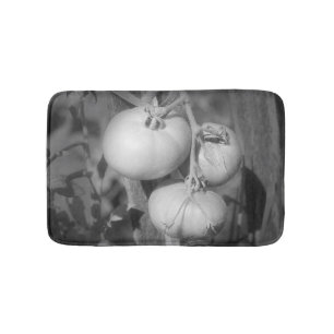 Garden Tomatoes In Black And White Bath Mat