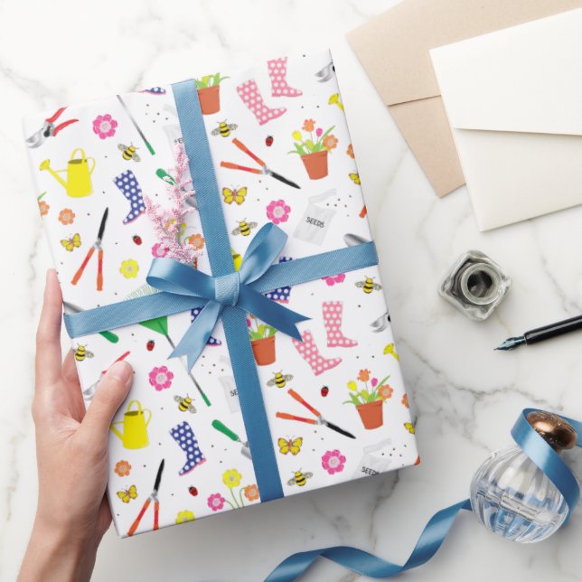 Garden Tools and Equipment Fun Gardening Pattern Wrapping Paper (Gifting)