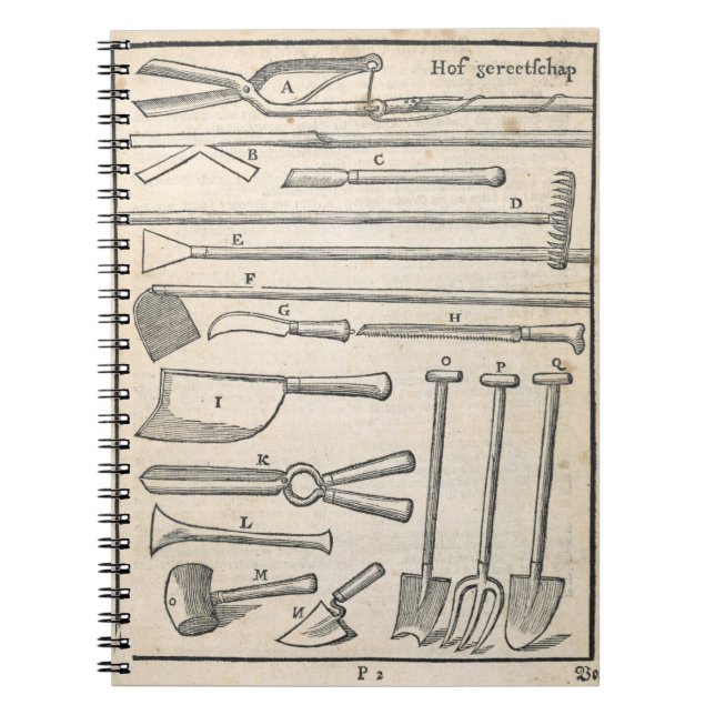 Garden tools, from 'The Dutch Gardener' by Johann Notebook (Front)
