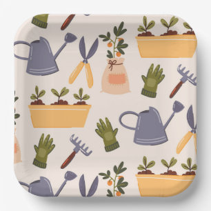 Garden Tools Gardening Birthday Party Paper Plate