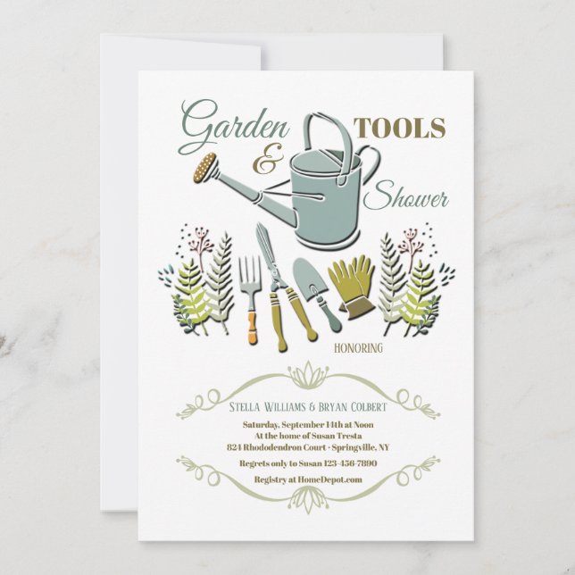 Garden Tools Shower Invitation (Front)