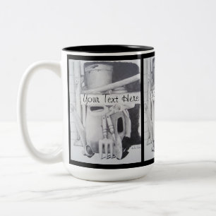garden tools still life original pencil drawing Two-Tone coffee mug